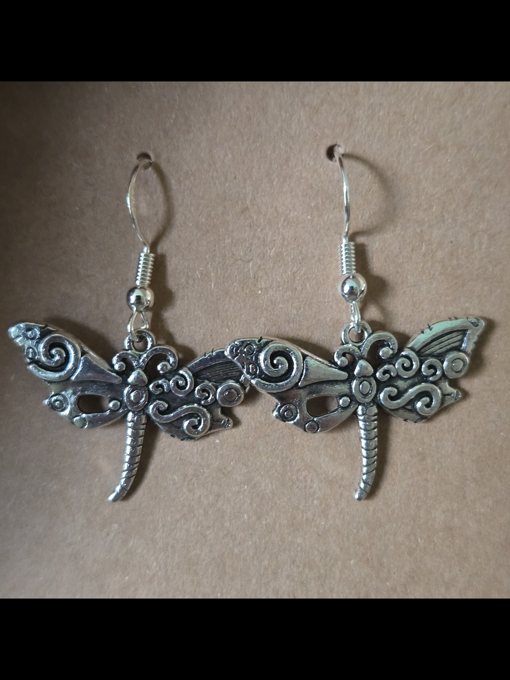 Handmade Silver Dragonfly Dangle Earrings - Women Jewelry